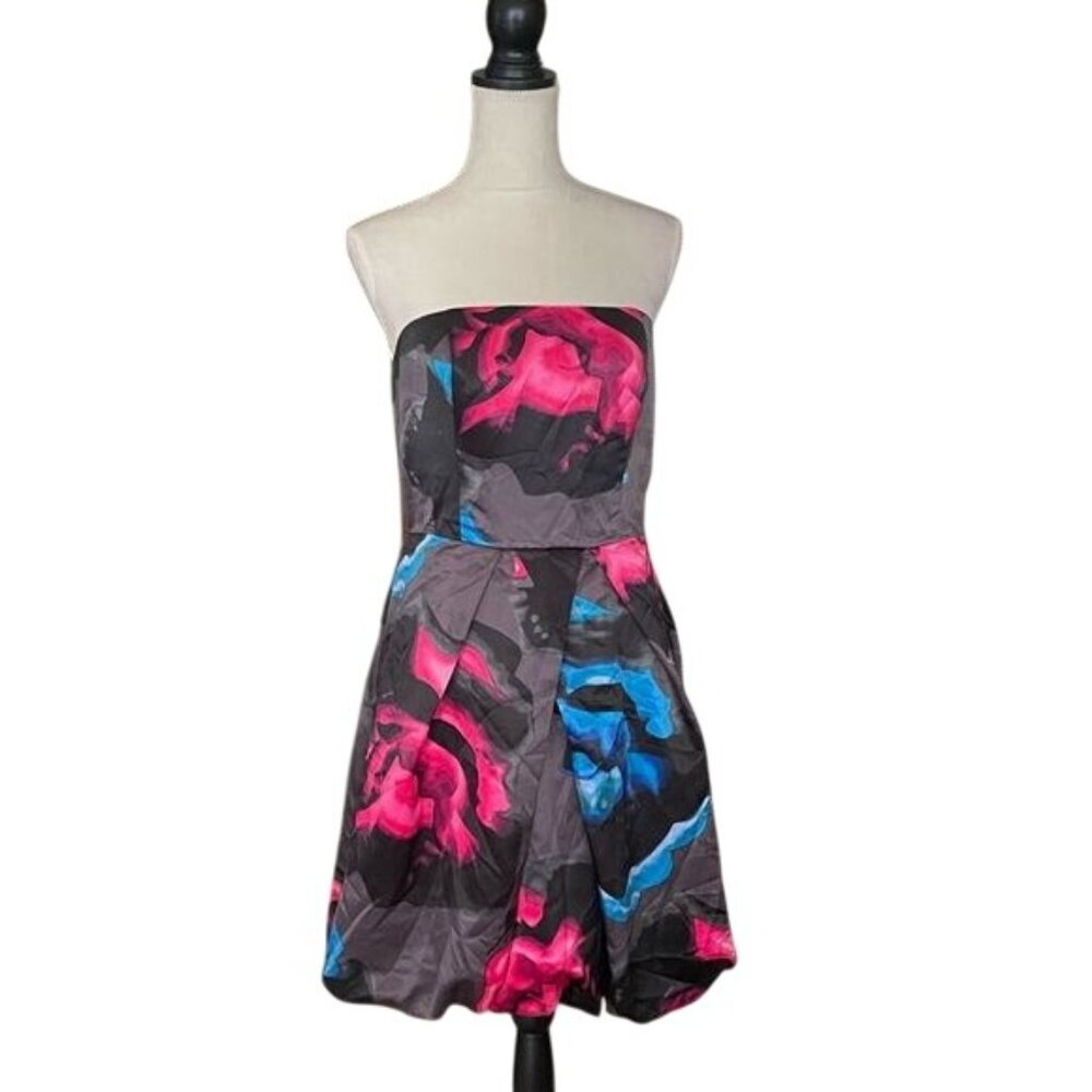 Express Design Studio Artsy Bubble hem Strapless Dress Cocktail Glam Size 10